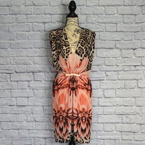 Marciano for Guess Italy Draped Leopard Floral Print Dress Small